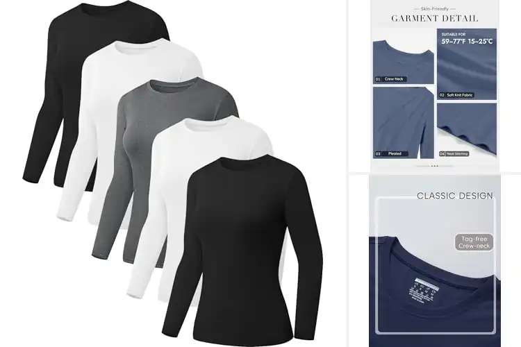 Detailed view of Best Crew Neck Long Sleeve Tops